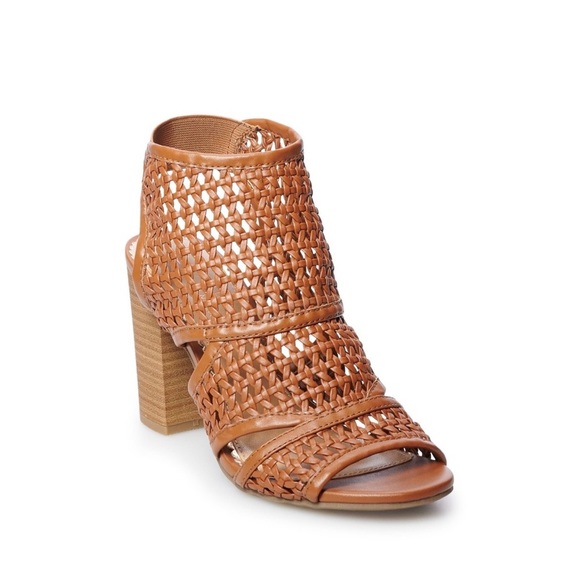 LC Lauren Conrad braided heeled ankle boots cognac - Picture 2 of 4